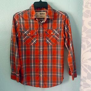 Urban Pipeline Orange Plaid Button Down Shirt Size Medium